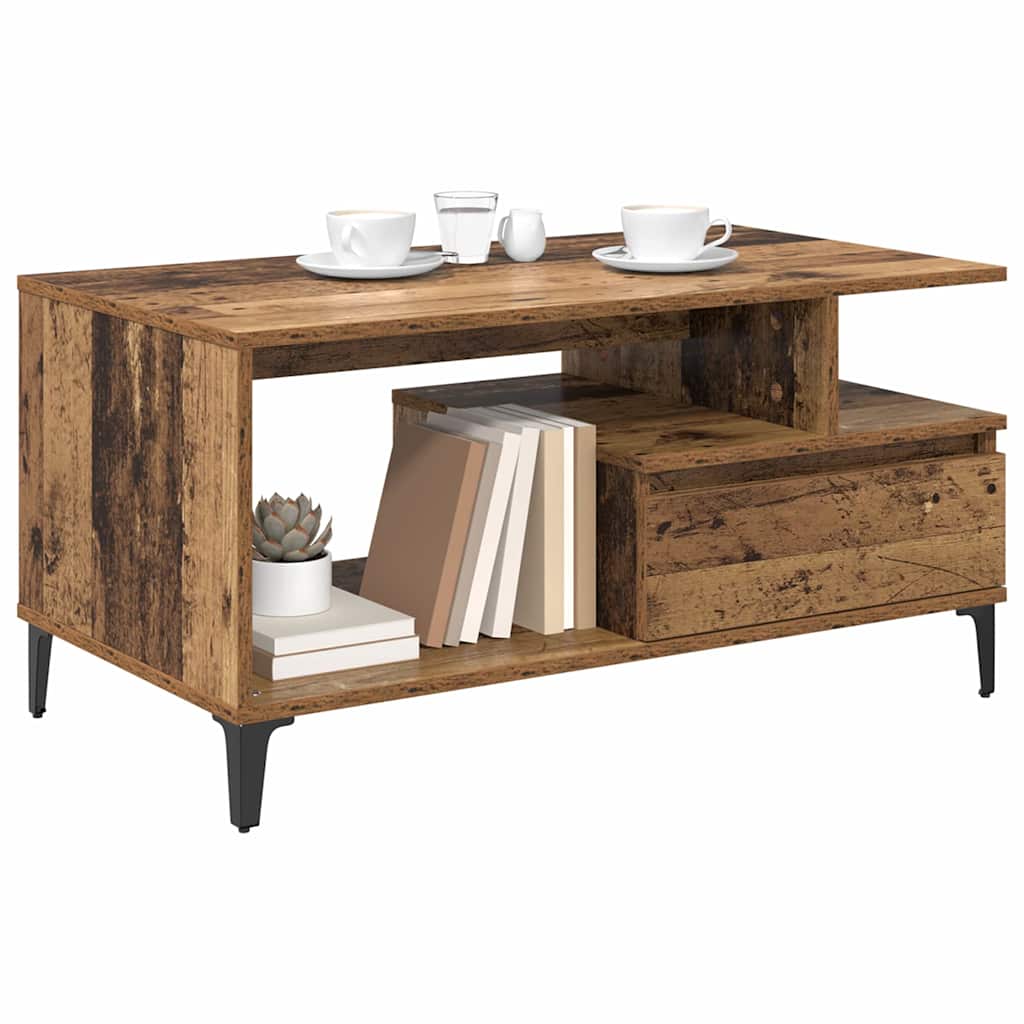 Couchtisch mit Schubladen Altholz 90 x 49 x 45 cm Holzwerkstoff