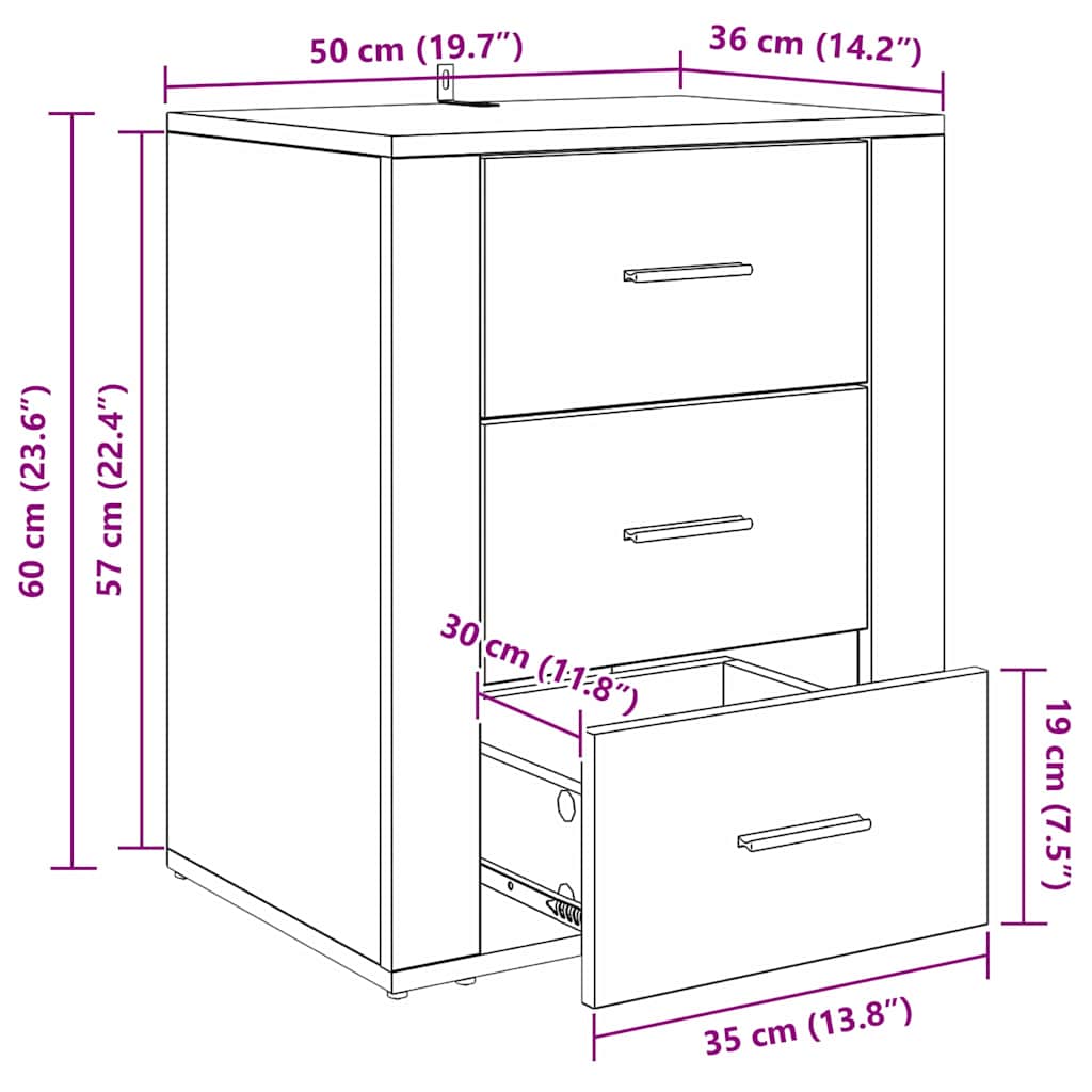 Nachttisch Artisan-Eiche 50 x 36 x 60 cm Holzwerkstoff
