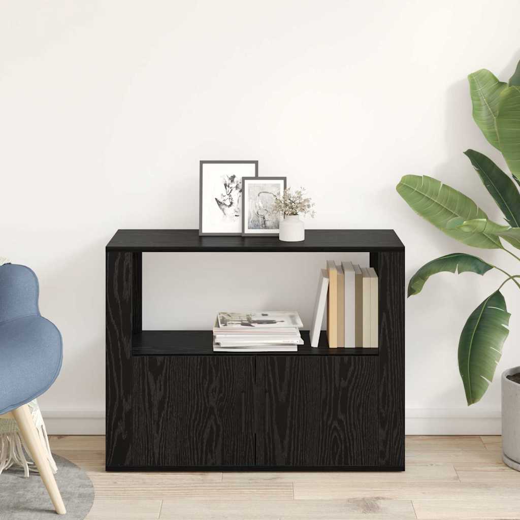 Sideboard Schwarz Eichen-Optik 80 x 30 x 60 cm Holzwerkstoff