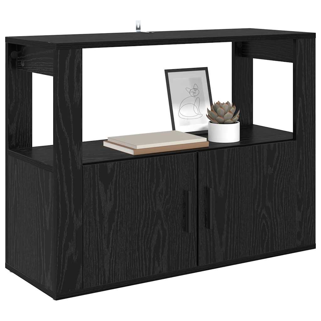 Sideboard Schwarz Eichen-Optik 80 x 30 x 60 cm Holzwerkstoff