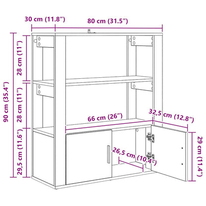 Sideboard Schwarz Eichen-Optik 30 x 80 x 90 cm Holzwerkstoff