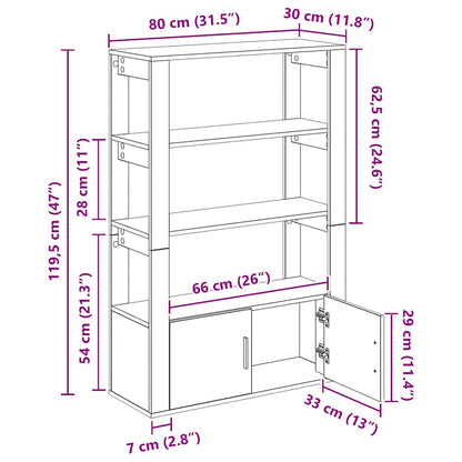 Sideboard Artisan-Eiche 30 x 80 x 119.5 cm Holzwerkstoff