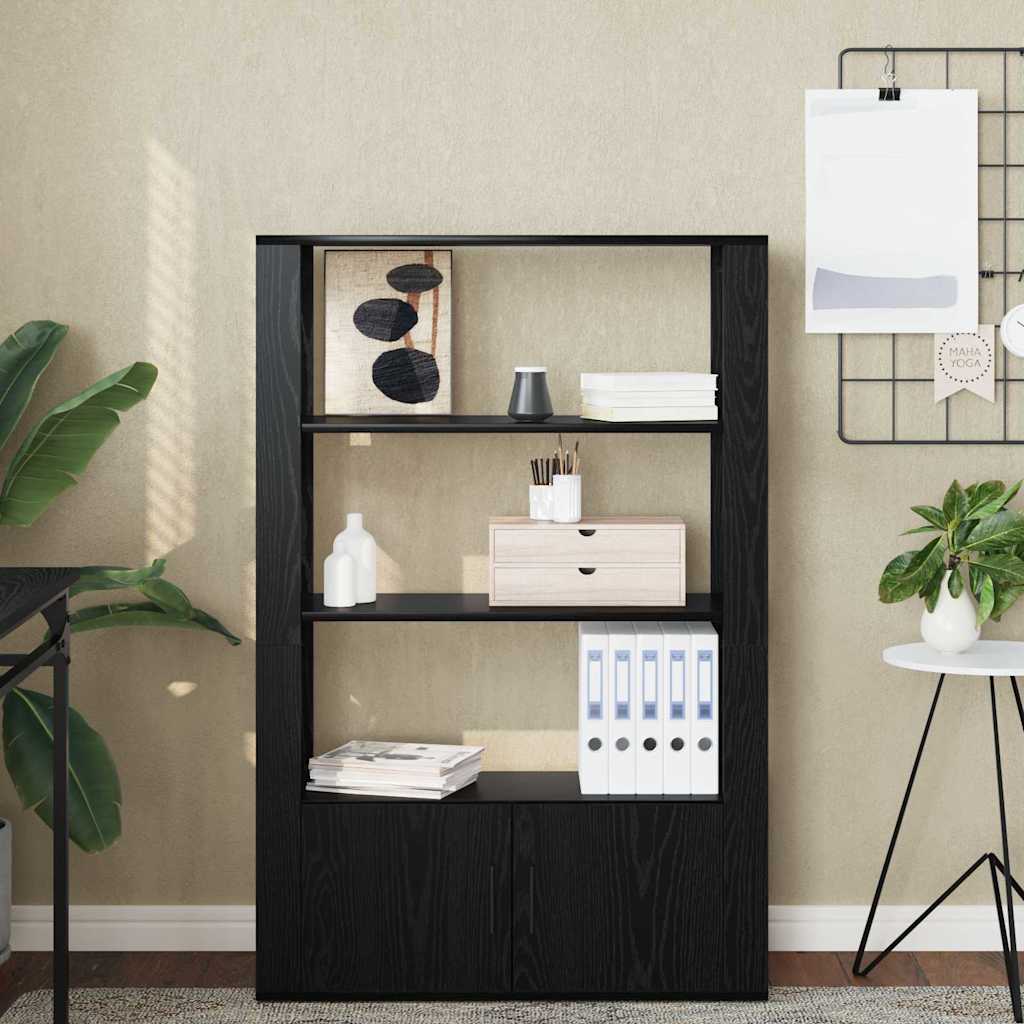 Sideboard Schwarz Eichen-Optik 30 x 80 x 119.5 cm Holzwerkstoff