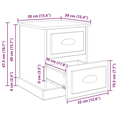 Nachttisch Altholz 39 x 39 x 47.5 cm Holzwerkstoff