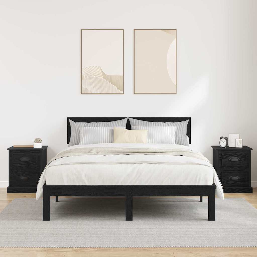 Nachttisch 2 pcs Schwarz Eichen-Optik 39 x 39 x 47.5 cm