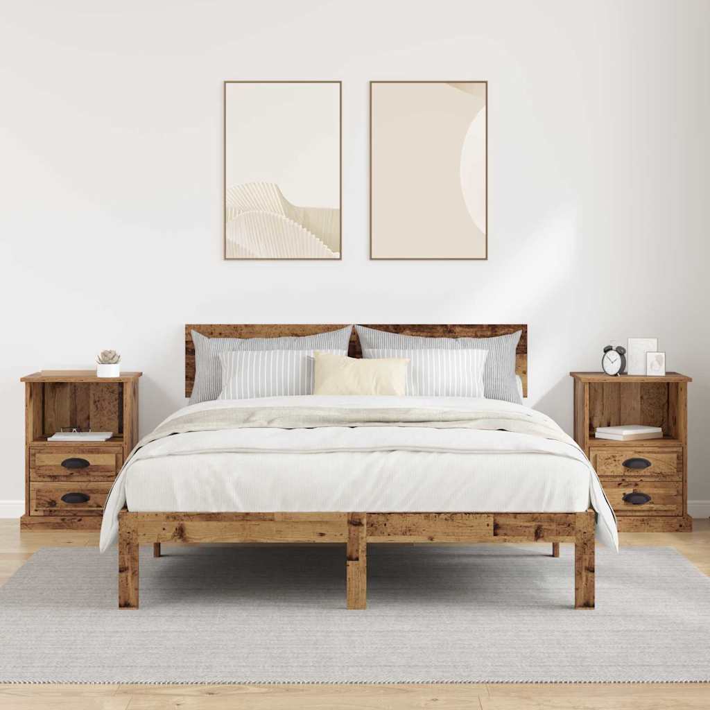 Nachttisch 2 pcs Altholz 43 x 36 x 60 cm Holzwerkstoff