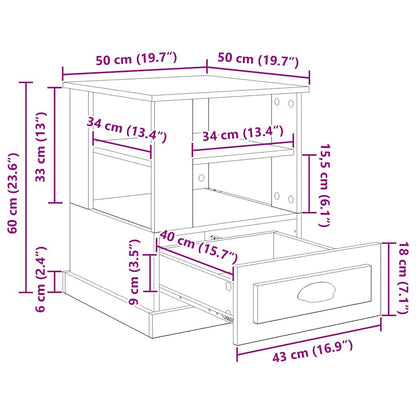 Nachttisch mit Schubladen Altholz 50 x 50 x 60 cm Holzwerkstoff