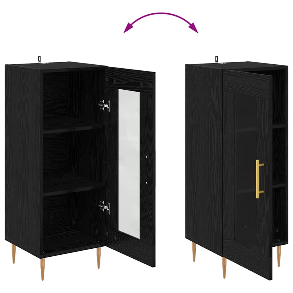 Sideboard Schwarz Eichen-Optik 34 x 34,5 x 90 cm Holzwerkstoff