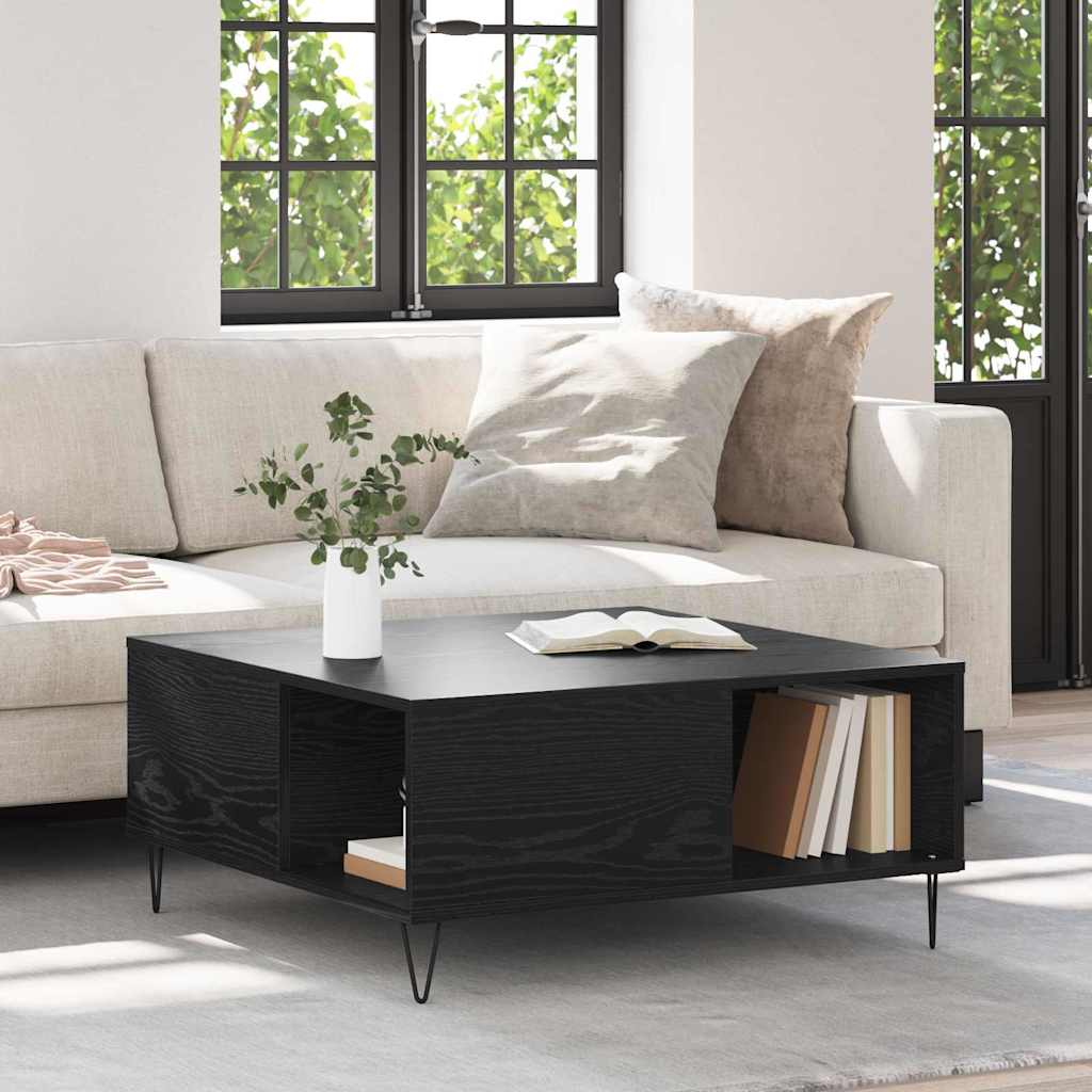 Couchtisch Schwarz Eichen-Optik 80 x 80 x 36.5 cm Holzwerkstoff