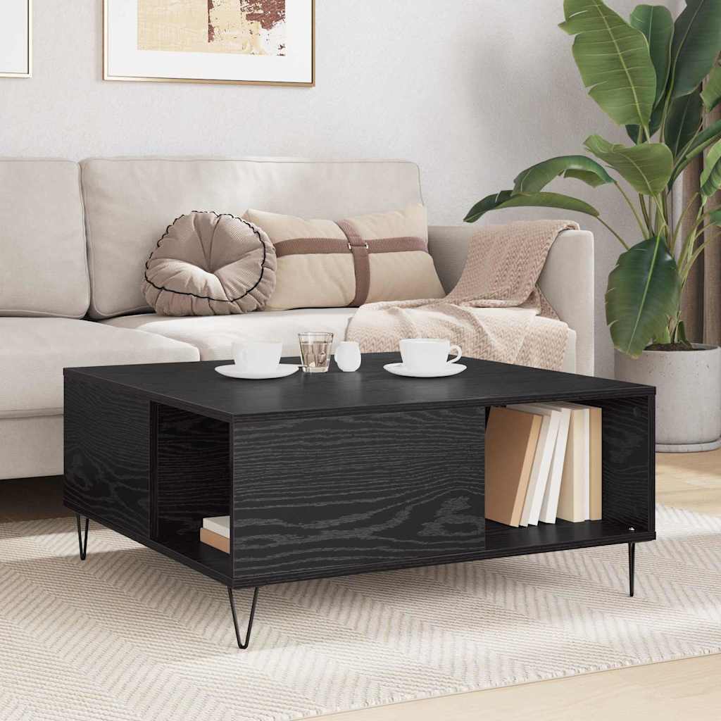 Couchtisch Schwarz Eichen-Optik 80 x 80 x 36.5 cm Holzwerkstoff