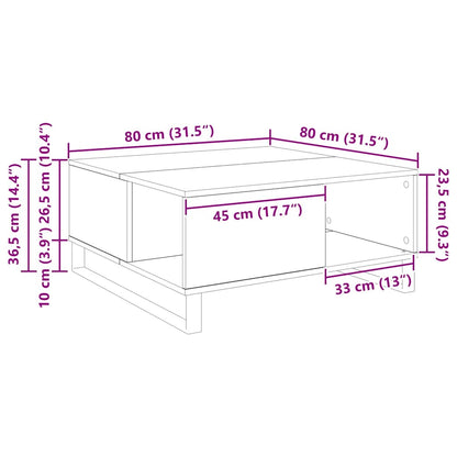 Couchtisch Schwarz Eichen-Optik 80 x 80 x 36.5 cm Holzwerkstoff