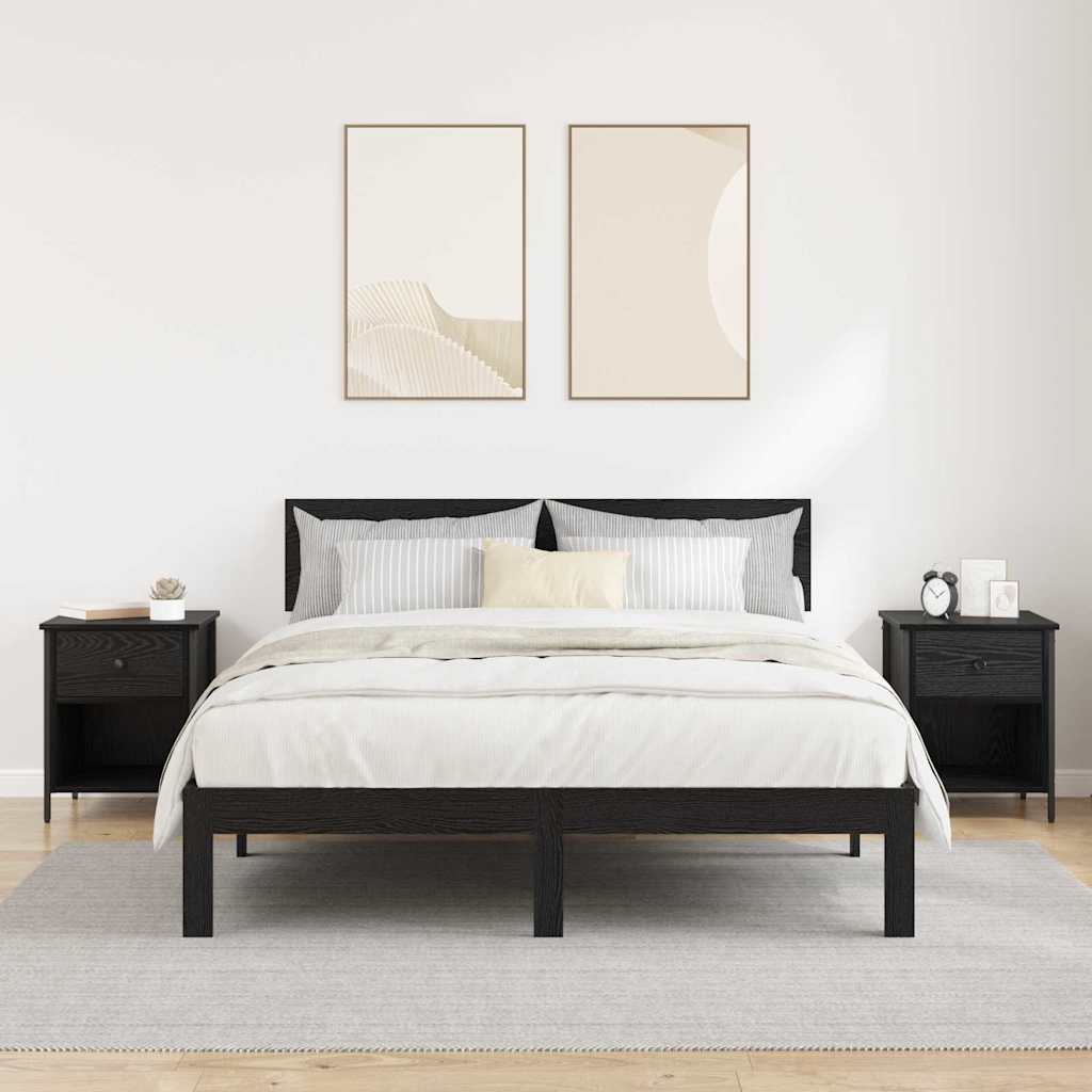 Nachttisch 2 pcs Schwarz Eichen-Optik 40 x 42 x 50 cm