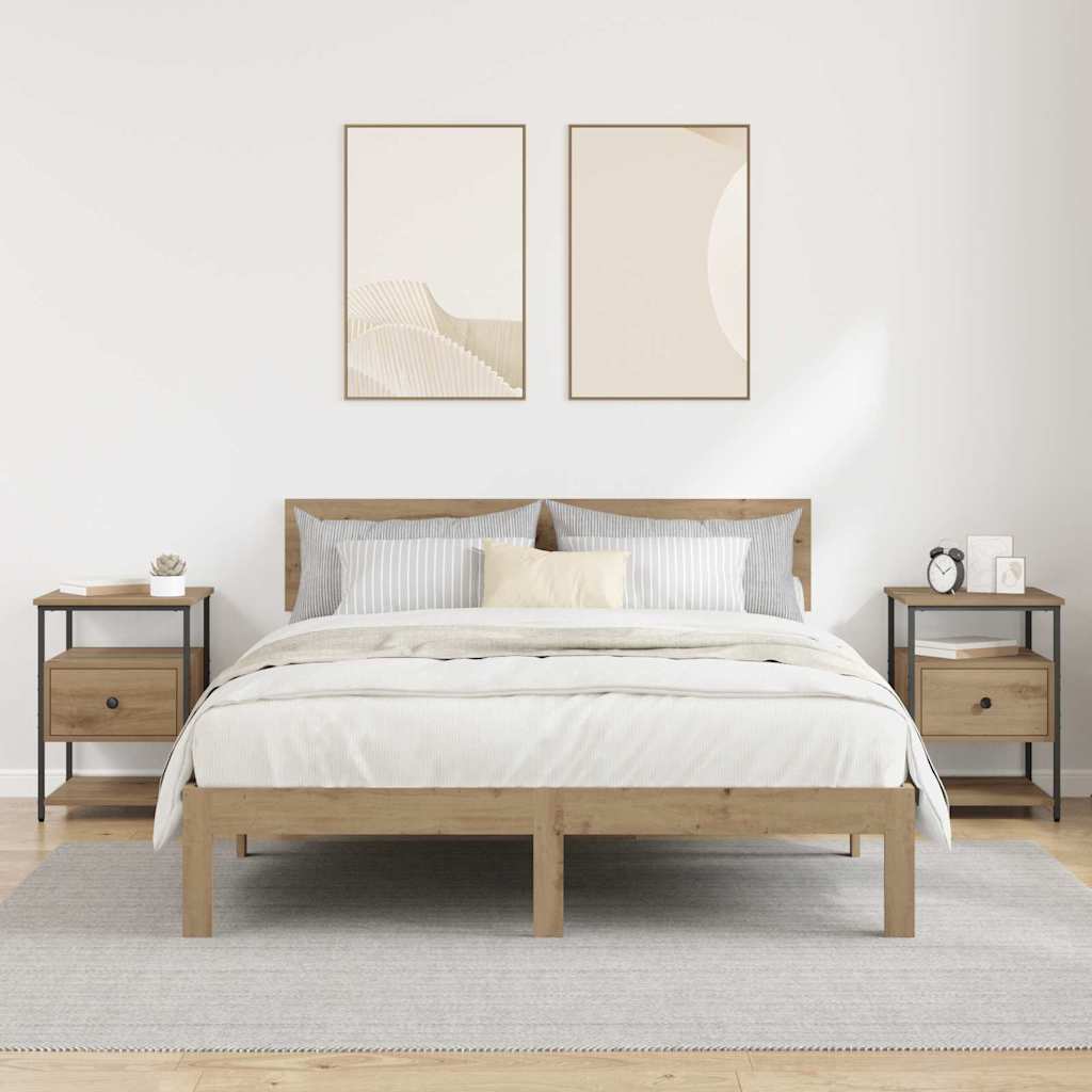 Nachttisch 2 pcs Eiche handwerklich 40 x 42 x 56 cm