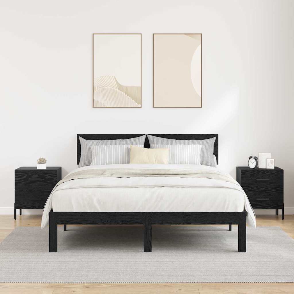 Nachttisch 2 pcs Schwarz Eichen-Optik 40 x 35 x 47,5 cm