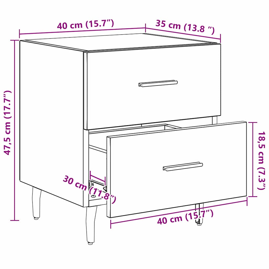 Nachttisch Artisan-Eiche 40 x 35 x 47,5 cm Holzwerkstoff