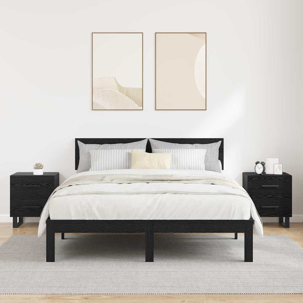 Nachttische 2 pcs Schwarz Eichen-Optik 40 x 35 x 47,5 cm