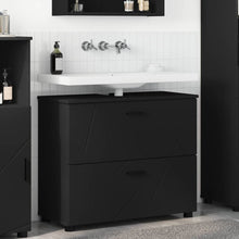 Badezimmer Schrank Schwarz 76,5 x 35 x 64 cm Holzwerkstoff