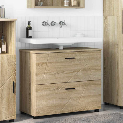 Badezimmer Schrank Sonoma-Eiche 76,5 x 35 x 64 cm Holzwerkstoff