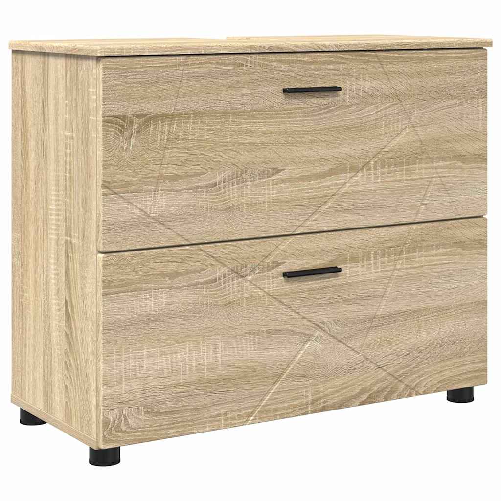 Badezimmer Schrank Sonoma-Eiche 76,5 x 35 x 64 cm Holzwerkstoff