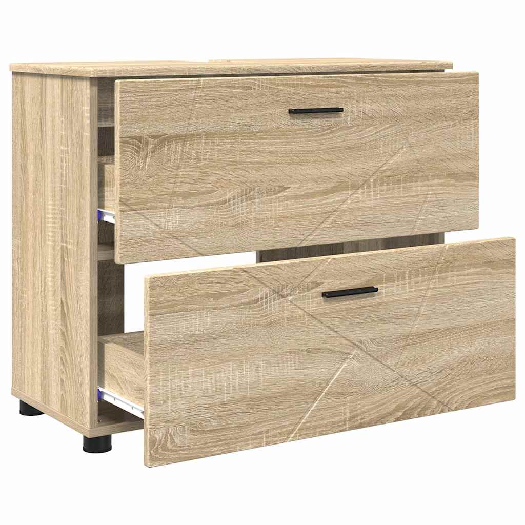 Badezimmer Schrank Sonoma-Eiche 76,5 x 35 x 64 cm Holzwerkstoff