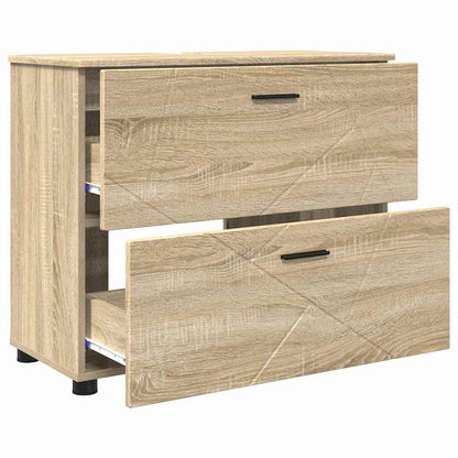 Badezimmer Schrank Sonoma-Eiche 76,5 x 35 x 64 cm Holzwerkstoff