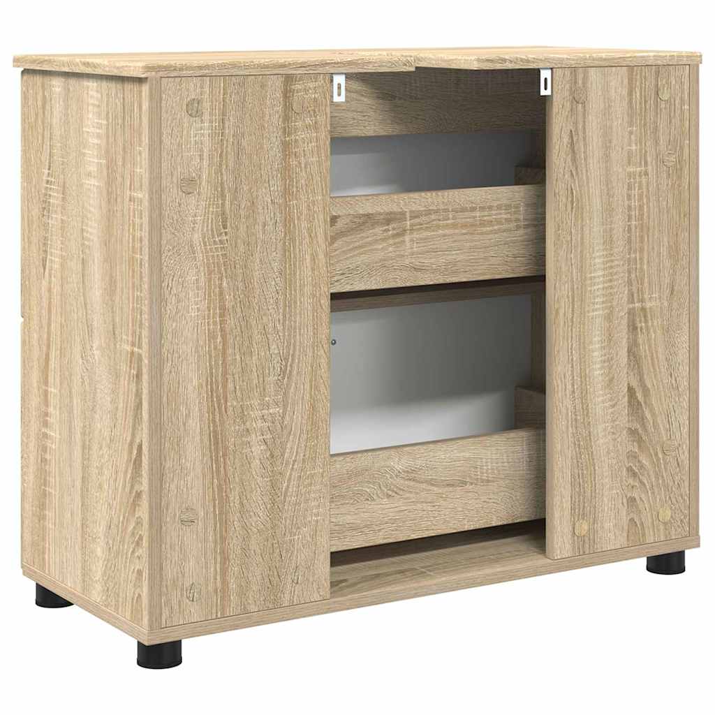 Badezimmer Schrank Sonoma-Eiche 76,5 x 35 x 64 cm Holzwerkstoff