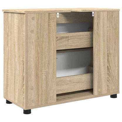 Badezimmer Schrank Sonoma-Eiche 76,5 x 35 x 64 cm Holzwerkstoff