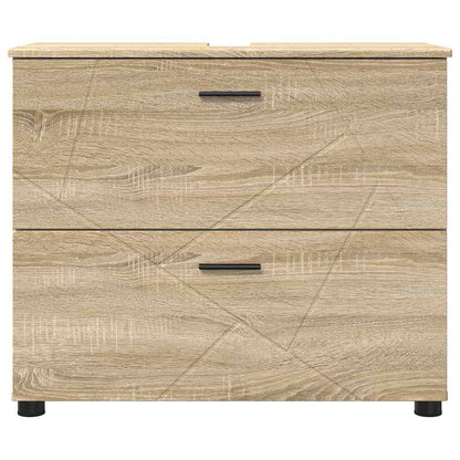 Badezimmer Schrank Sonoma-Eiche 76,5 x 35 x 64 cm Holzwerkstoff