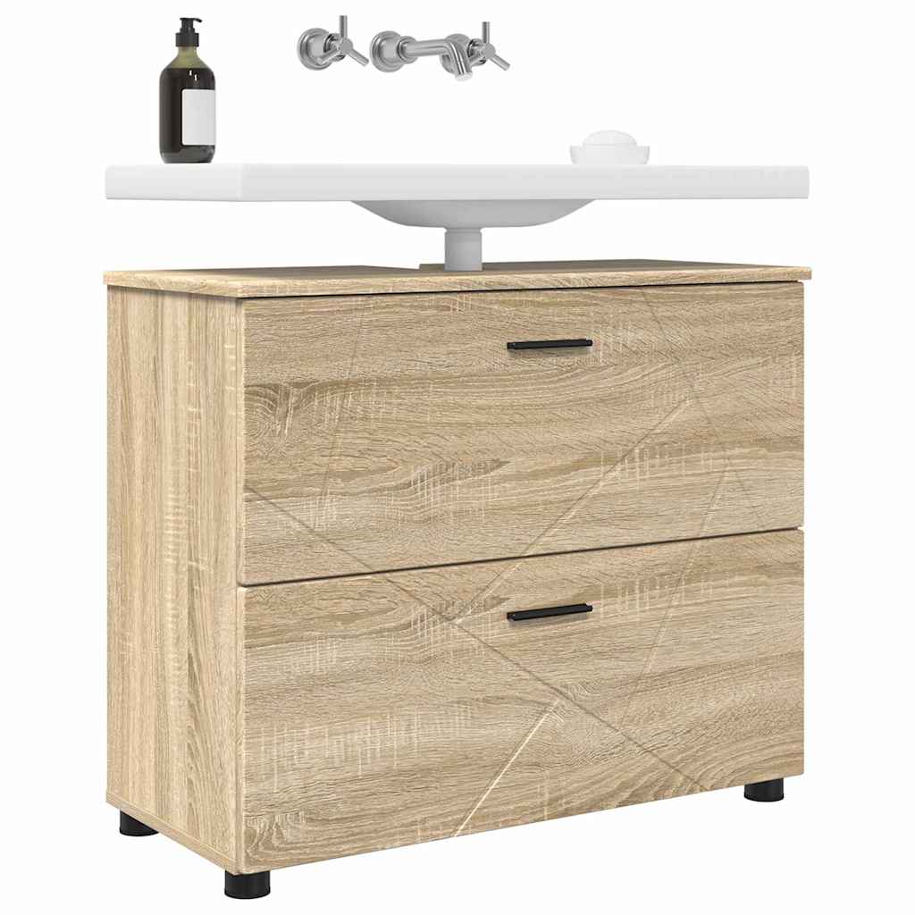 Badezimmer Schrank Sonoma-Eiche 76,5 x 35 x 64 cm Holzwerkstoff