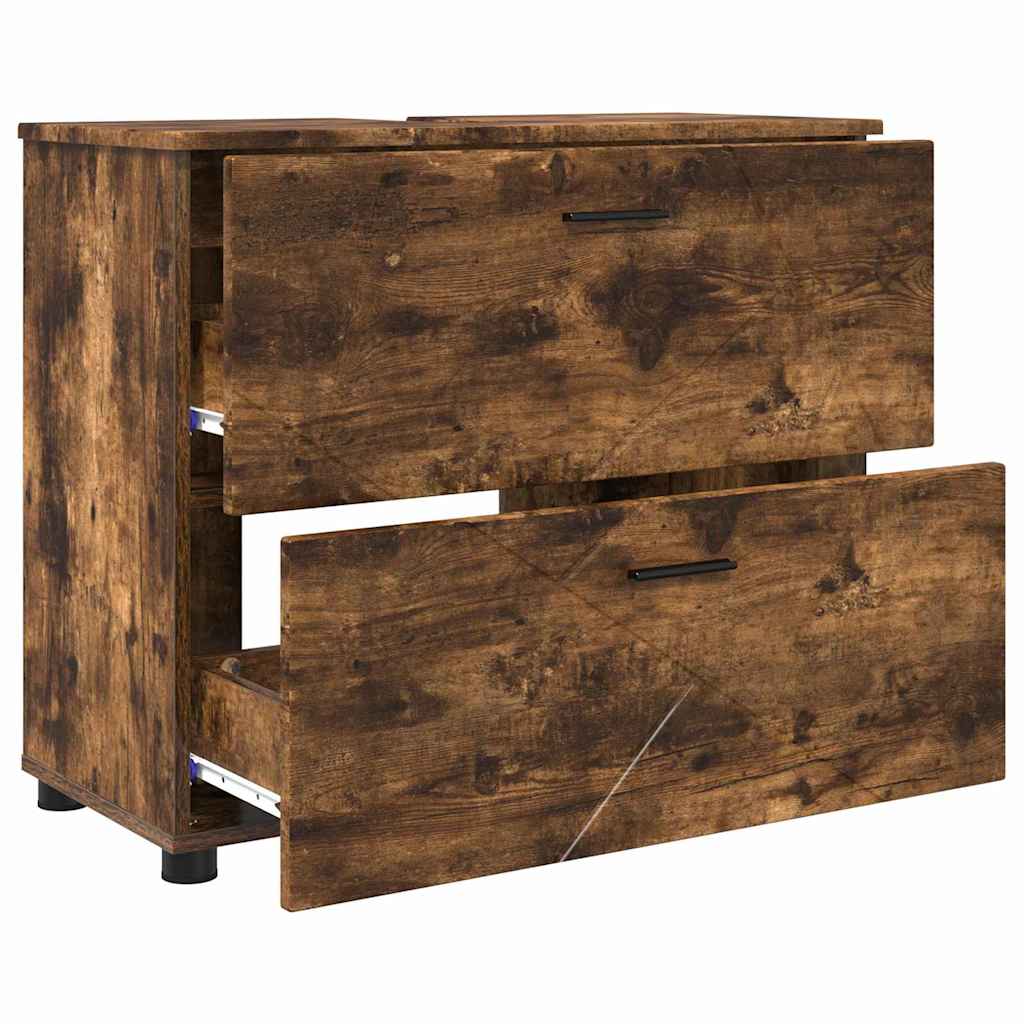 Badezimmer Schrank Räuchereiche 76,5 x 35 x 64 cm Holzwerkstoff