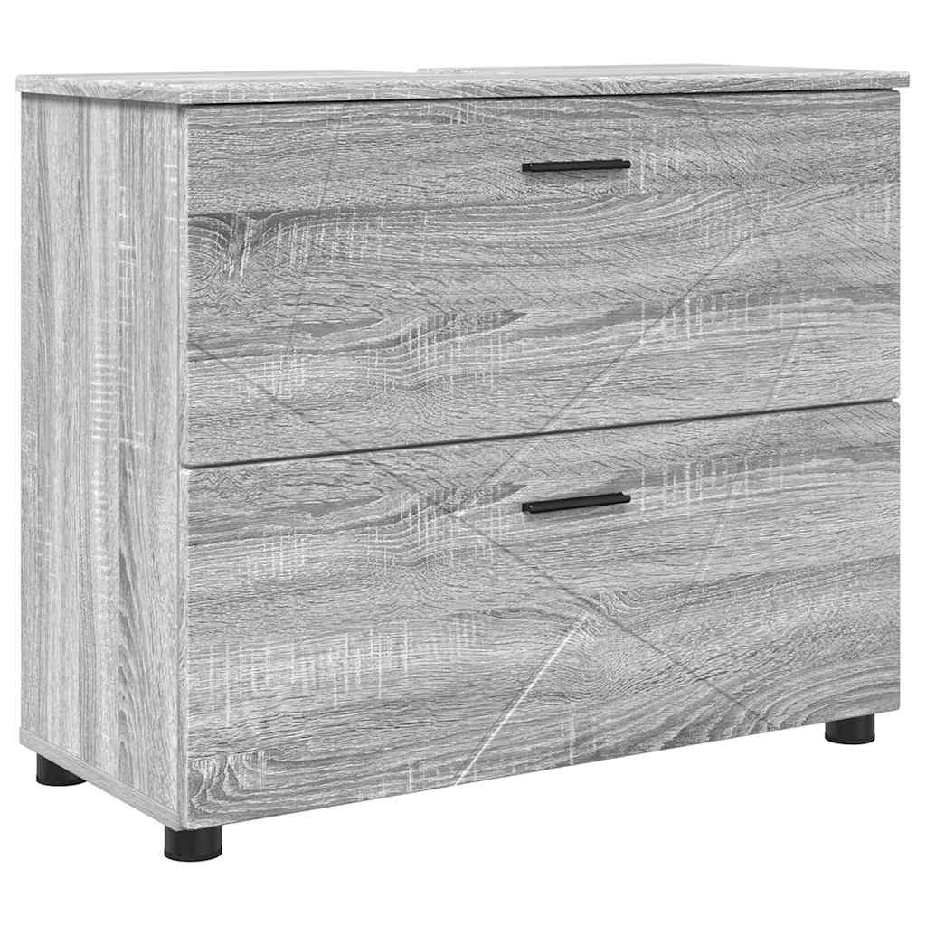 Badezimmer Schrank Grau Sonoma 76,5 x 35 x 64 cm Holzwerkstoff