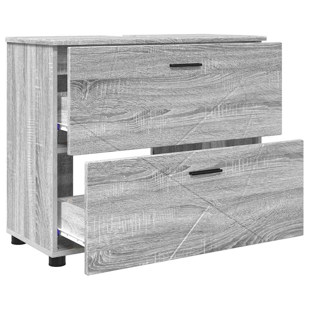 Badezimmer Schrank Grau Sonoma 76,5 x 35 x 64 cm Holzwerkstoff