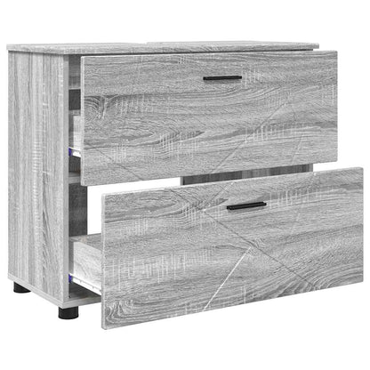 Badezimmer Schrank Grau Sonoma 76,5 x 35 x 64 cm Holzwerkstoff