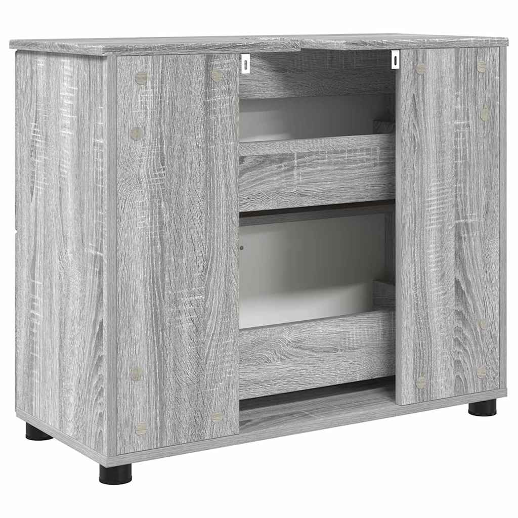 Badezimmer Schrank Grau Sonoma 76,5 x 35 x 64 cm Holzwerkstoff