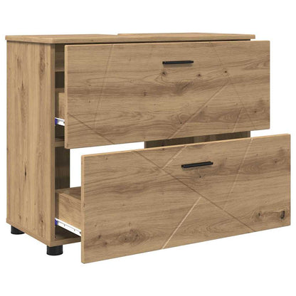 Badezimmer Schrank mit Speicher Artisan-Eiche 76,5 x 35 x 64 cm