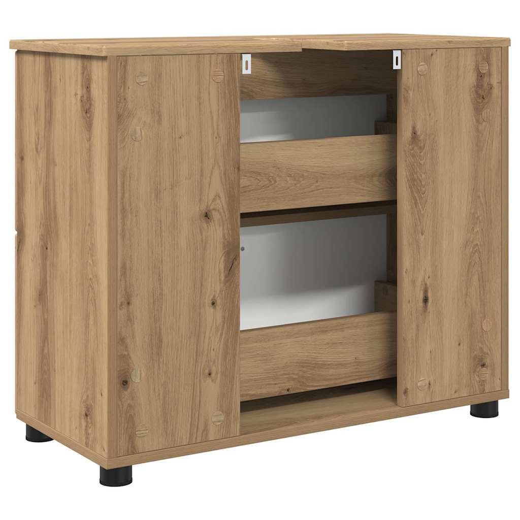 Badezimmer Schrank mit Speicher Artisan-Eiche 76,5 x 35 x 64 cm