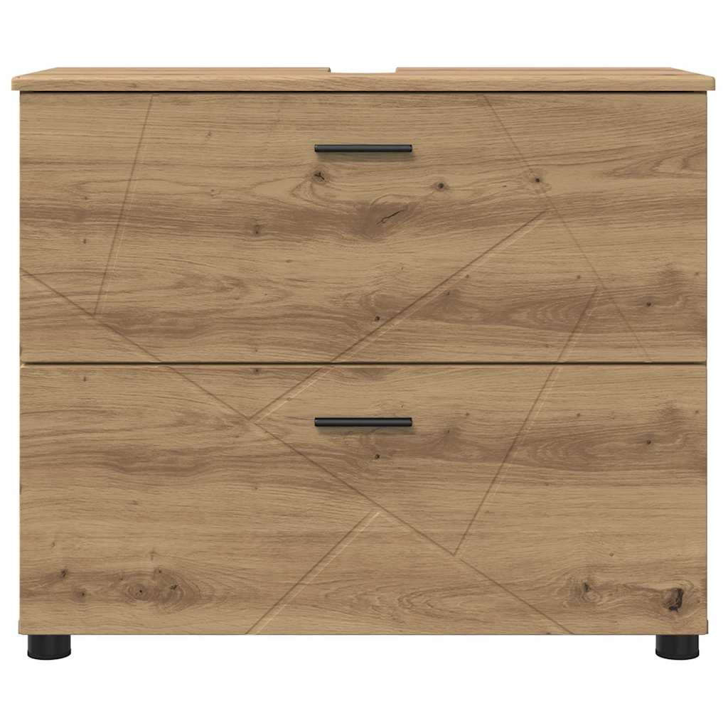 Badezimmer Schrank mit Speicher Artisan-Eiche 76,5 x 35 x 64 cm