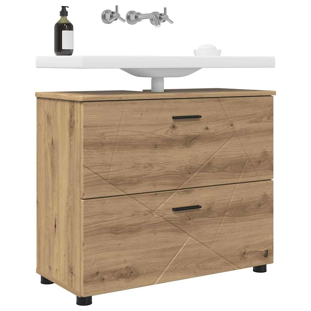 Badezimmer Schrank mit Speicher Artisan-Eiche 76,5 x 35 x 64 cm