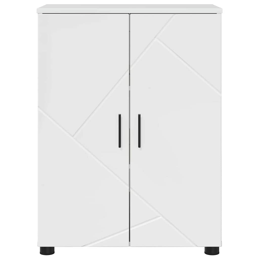 Badezimmer Schrank Hochglanz-Weiß 60 x 35 x 80 cm Holzwerkstoff