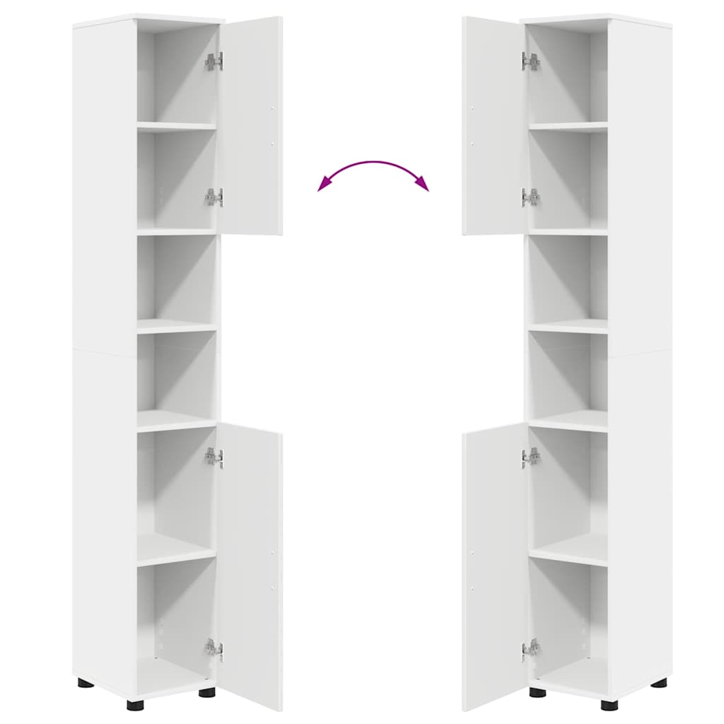 Bad hoher Schrank mit Tür Weiß 30 x 35 x 192 cm Holzwerkstoff