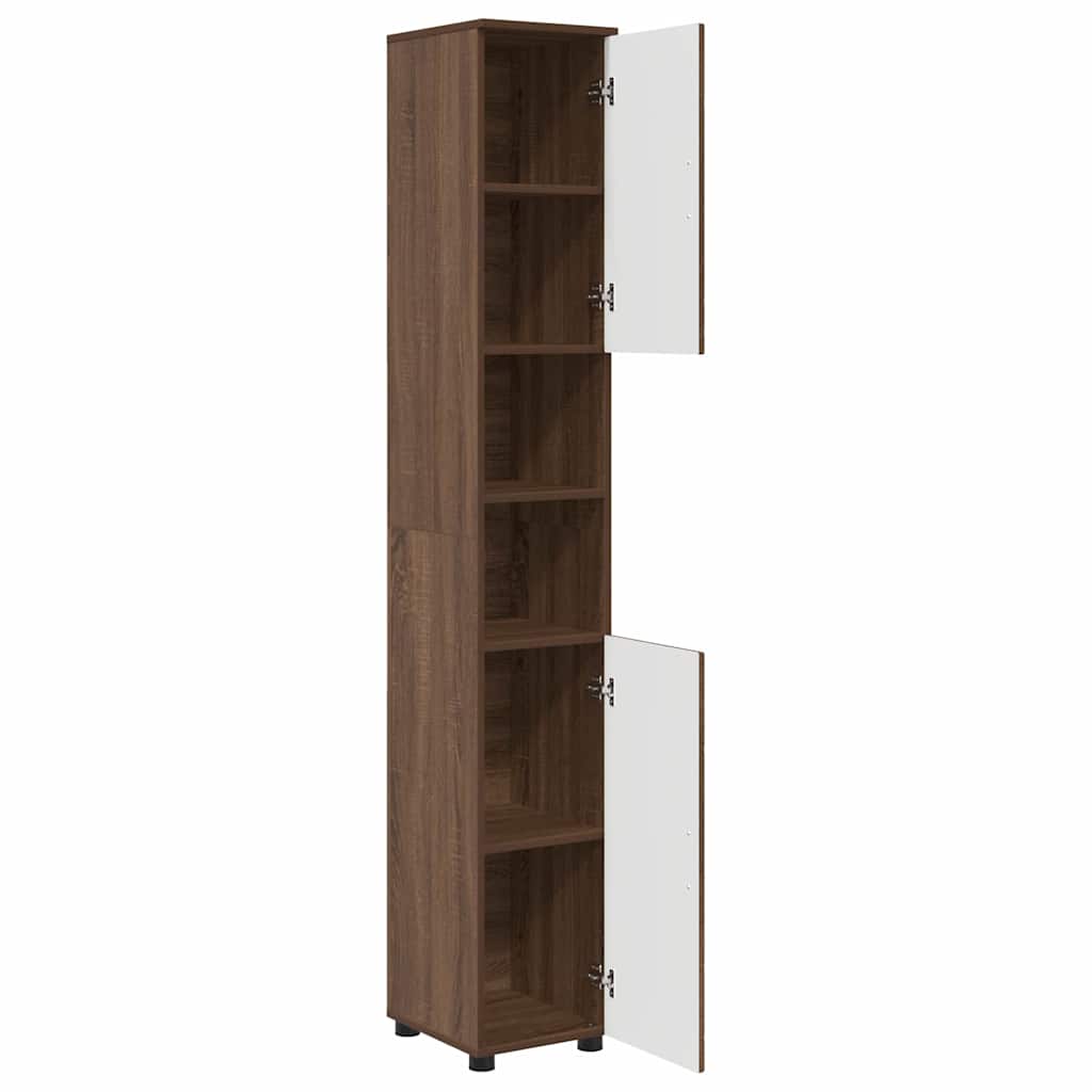 Bad hoher Schrank mit Tür Braun Eichen-Optik 30 x 35 x 192 cm