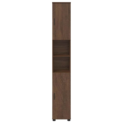 Bad hoher Schrank mit Tür Braun Eichen-Optik 30 x 35 x 192 cm