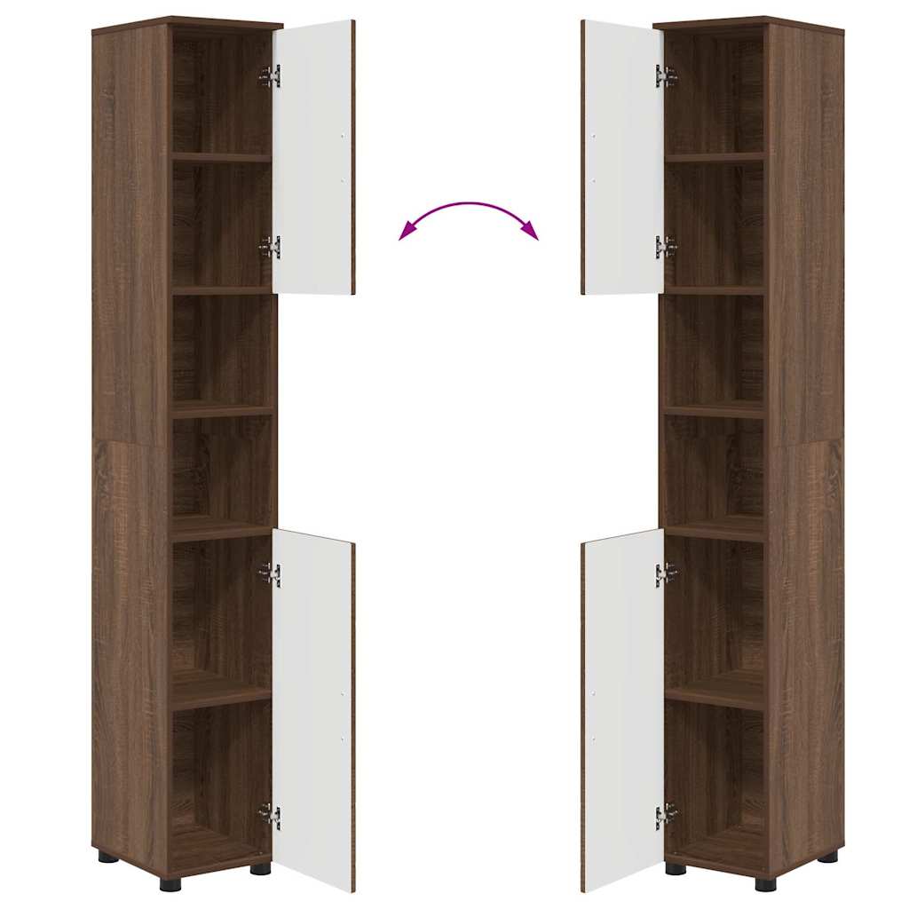 Bad hoher Schrank mit Tür Braun Eichen-Optik 30 x 35 x 192 cm