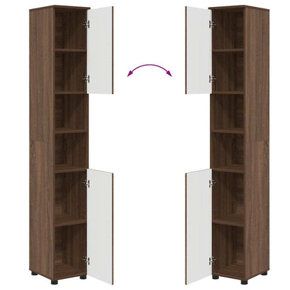 Bad hoher Schrank mit Tür Braun Eichen-Optik 30 x 35 x 192 cm