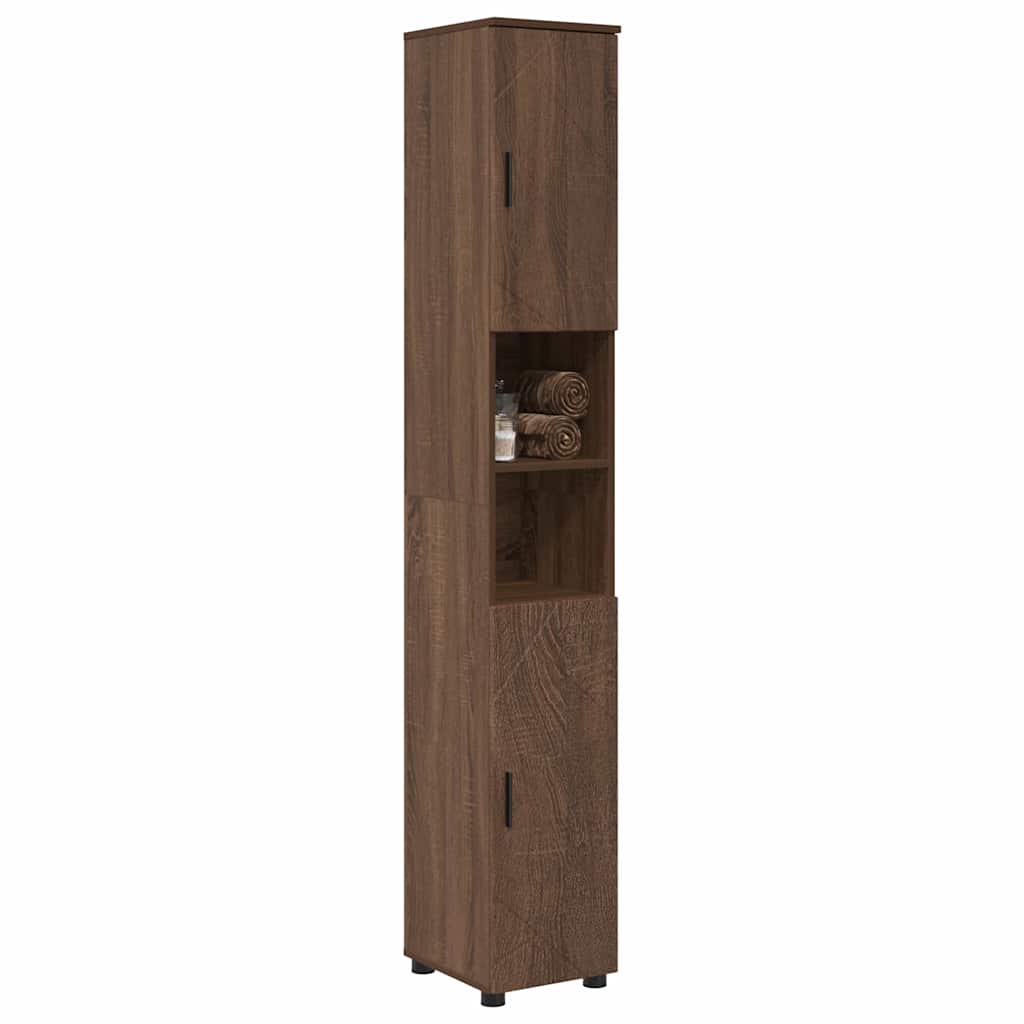 Bad hoher Schrank mit Tür Braun Eichen-Optik 30 x 35 x 192 cm