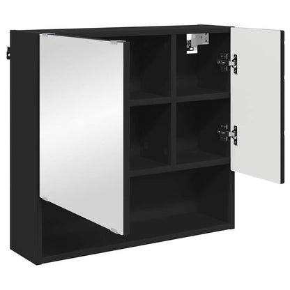 Spiegelschrank mit Regal Schwarz 59 x 17 x 55 cm Holzwerkstoff