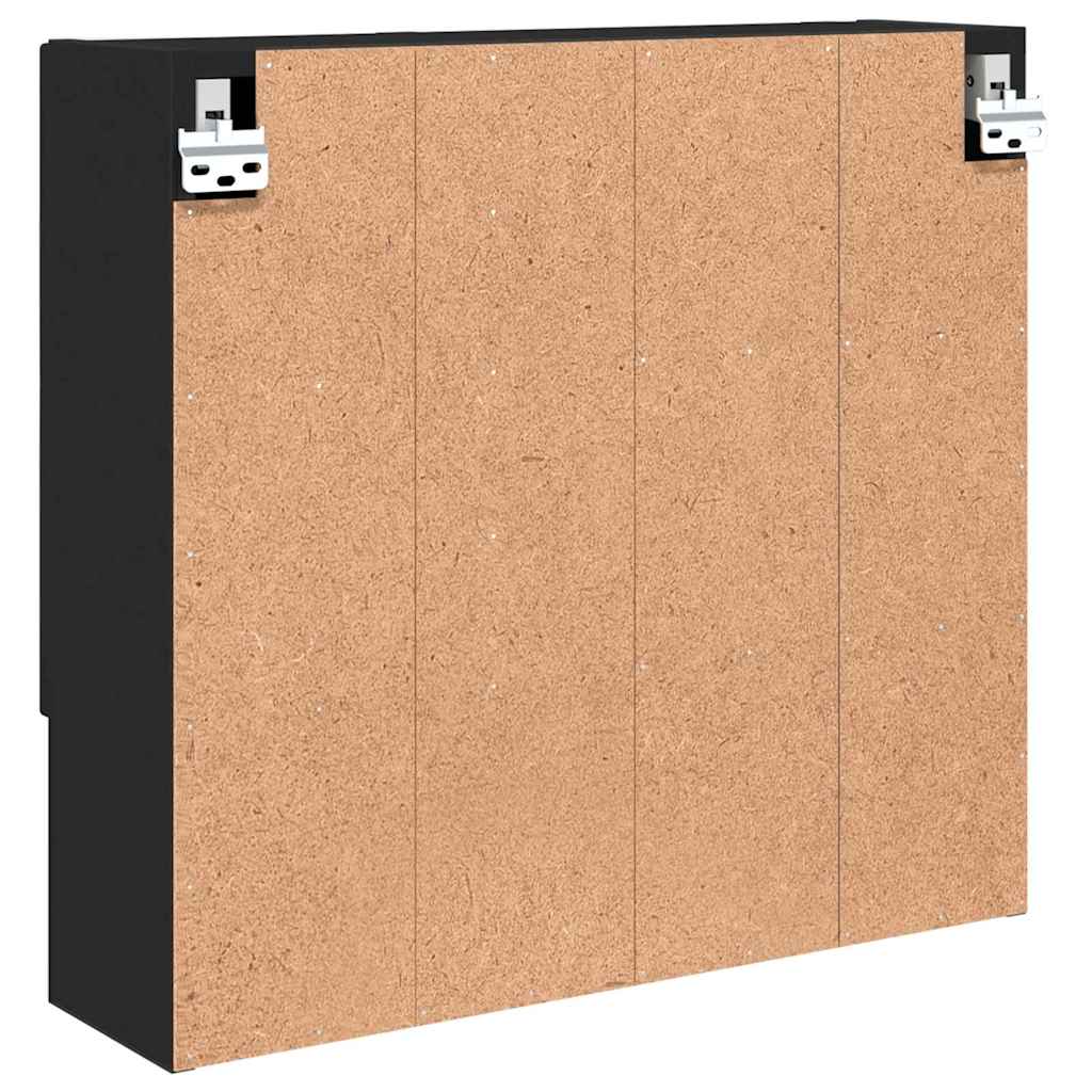 Spiegelschrank mit Regal Schwarz 59 x 17 x 55 cm Holzwerkstoff