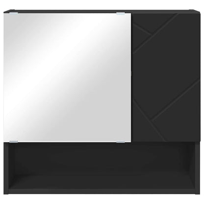 Spiegelschrank mit Regal Schwarz 59 x 17 x 55 cm Holzwerkstoff