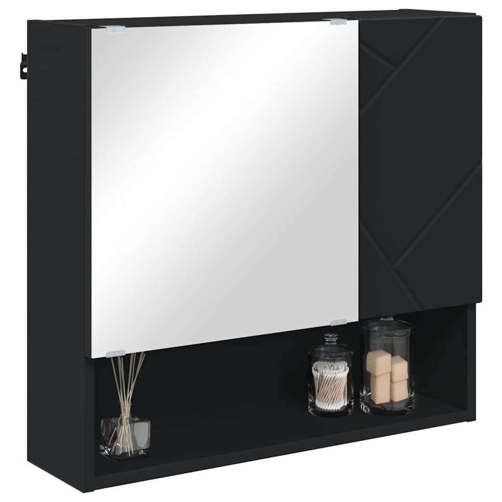 Spiegelschrank mit Regal Schwarz 59 x 17 x 55 cm Holzwerkstoff