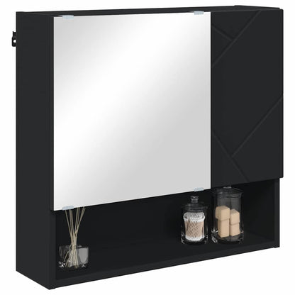 Spiegelschrank mit Regal Schwarz 59 x 17 x 55 cm Holzwerkstoff